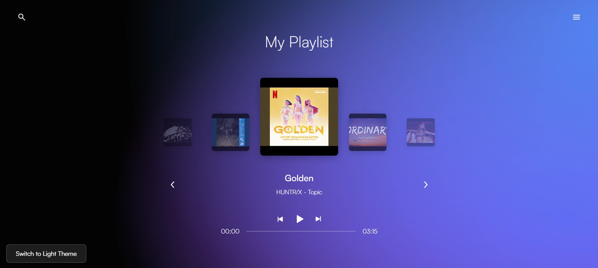 music player dark mode